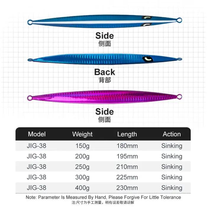 TEASER J38 Pêche en mer : Plaque métallique Iron Plate Rogue Rod 150g-400g