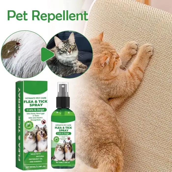 Spray anti-puces et tiques pour chiens et chats 100ml – Éliminateur de puces