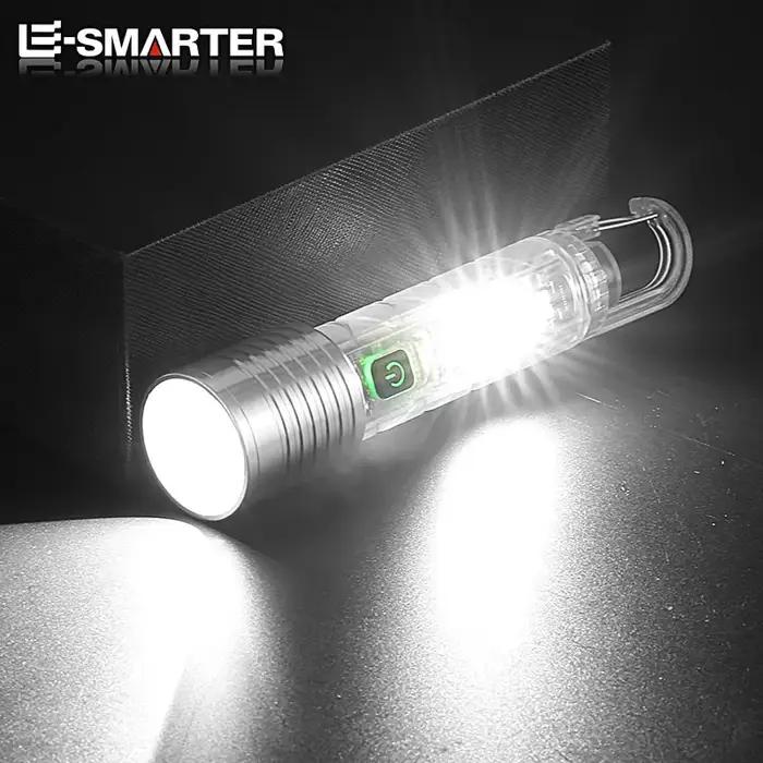 Lampe de poche LED puissante et Portable EDC, Mini porte-clés, torche Zoom Rechargeable, longue port