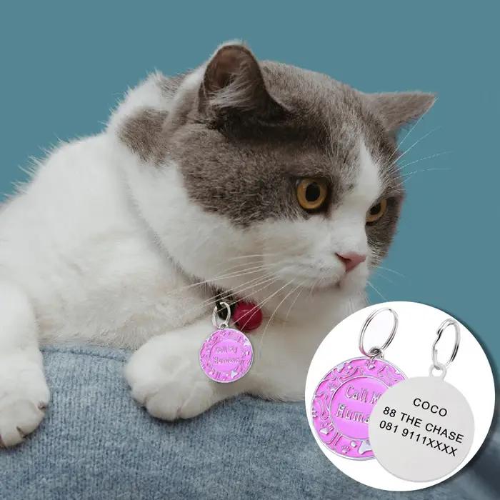 Étiquette d'identification de chien de compagnie gravée gratuitement, étiquette d'identification personnalisée pour chat et chiot, accessoires de collier de chien de compagnie, étiquettes de nom Anti-