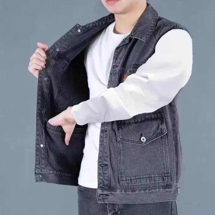 Gilet en jean rétro d'été décontracté pour hommes, veste Cargo sans manches, vêtements d'extérieur et manteaux pour automne et hiver, polyvalent pour occasions quotidiennes