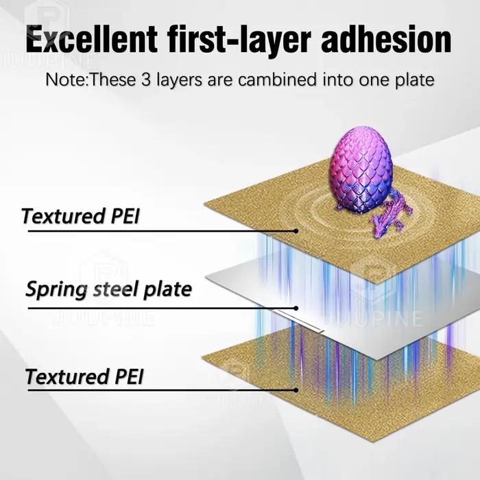 Plaque de construction K2 Plus 370x370 améliorée, feuille PEI plus épaisse, texture lisse, lit à ressort Flexible en acier K2P, plate-forme chauffante pour K2 Plus