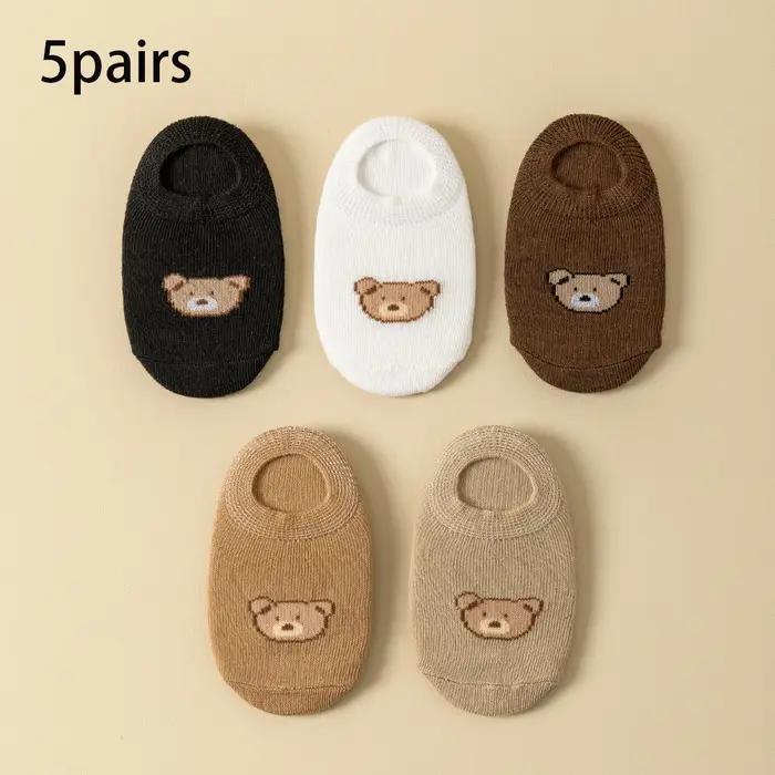 Chaussettes basses pour bébé unisexes en polyester avec motif ours de dessin animé pour 1-3 ans occasions toute saison