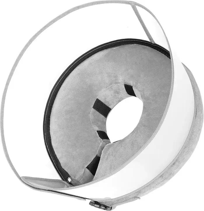 Collier de cône gonflable pour chien avec bouclier anti-léchage transparent