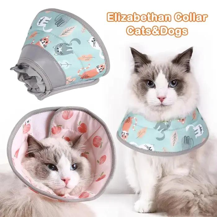 Collier de récupération réglable pour chat après opération, protection anti-morsure, cône de cou, élégant et doux pour chats récupération post-opératoire