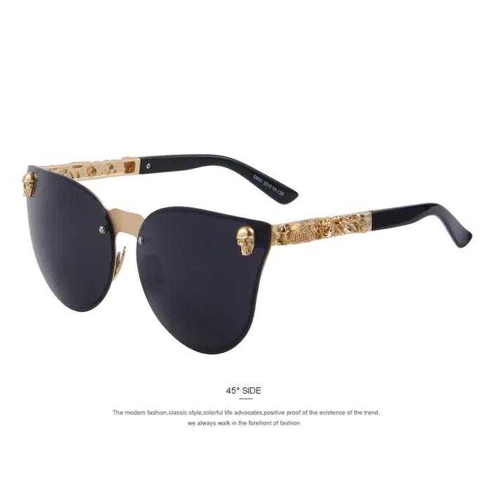 MERRYS mode femmes gothique lunettes crâne cadre métal Temple Oculos de sol UV400