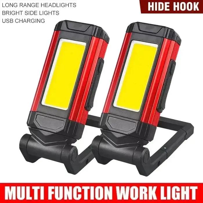 Lampe de travail magnétique COB, Rechargeable par USB, lampe de poche LED, lanterne Portable, lampe