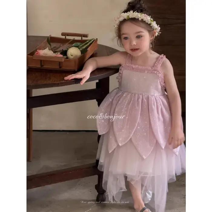 Jupe débardeur d'été pour filles, jupe à bretelles pour enfants, robe de princesse pour enfants, nou