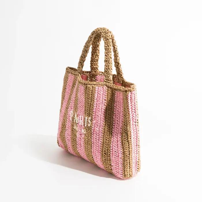 Design de luxe femmes tressé raphia paille Crochet sacs grande capacité fourre-tout décontracté sac