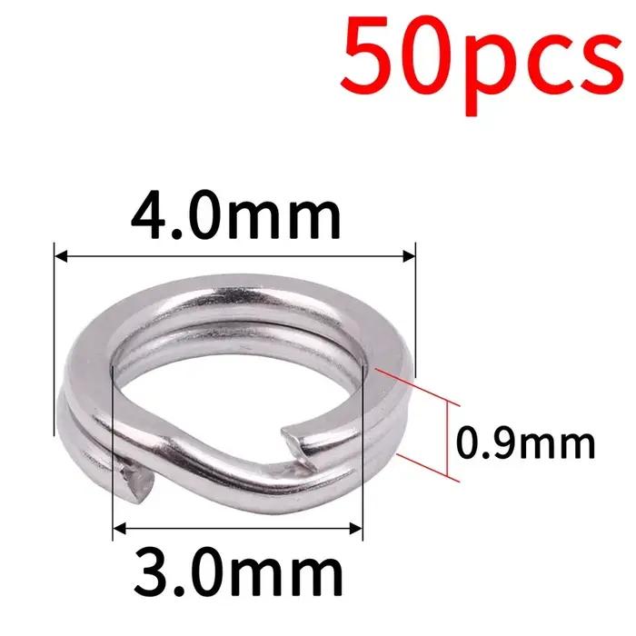 50 pièces/boîte anneau fendu en acier inoxydable pêche Double