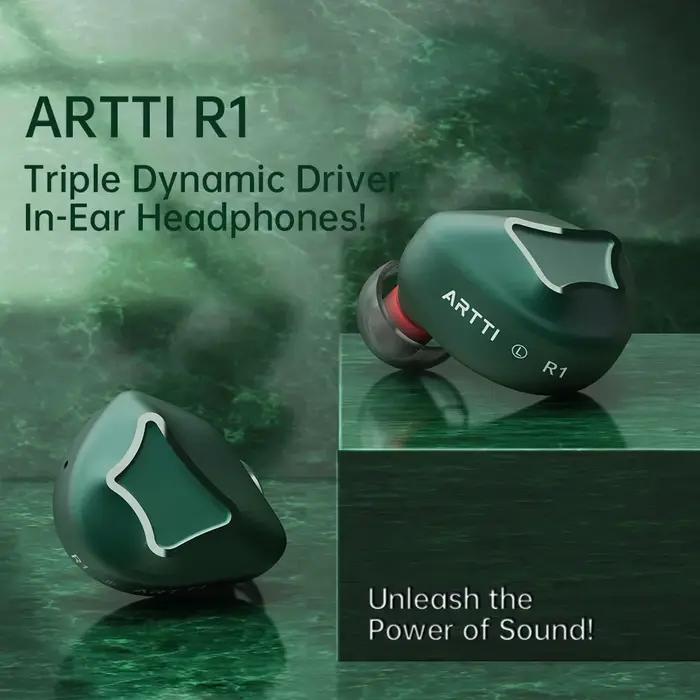 Écouteurs intra-auriculaires ARTTI R1 HIFI avec triple transducteur dynamique et connecteur détachab