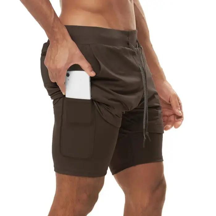 Short de jogging surdimensionné 2 en 1 pour hommes