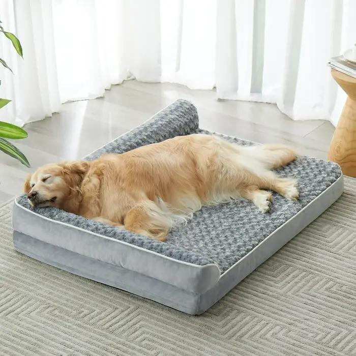 Lit orthopedique impermepable pour chiens grandes tailles avec housse amovible et support articulaire pour un repos confortable et hygienique
