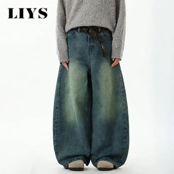 Vêtements pour hommes bleu pantalon en jean à jambes larges jean Baggy Vintage coupe tridimensionnel