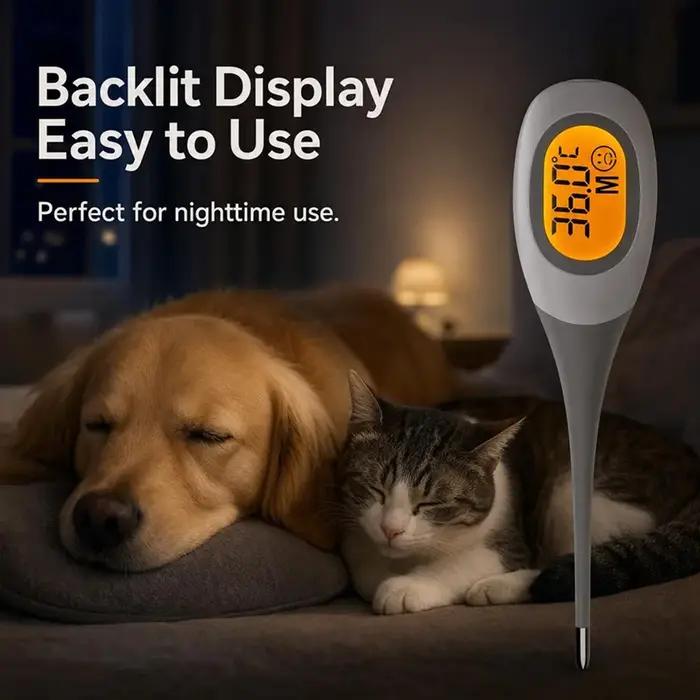 Thermomètre numérique pour animaux de compagnie JUSTLANG, lecture rapide en 8 secondes, sonde souple, sonde étanche, thermomètre pour chiens, chats, vétérinaire