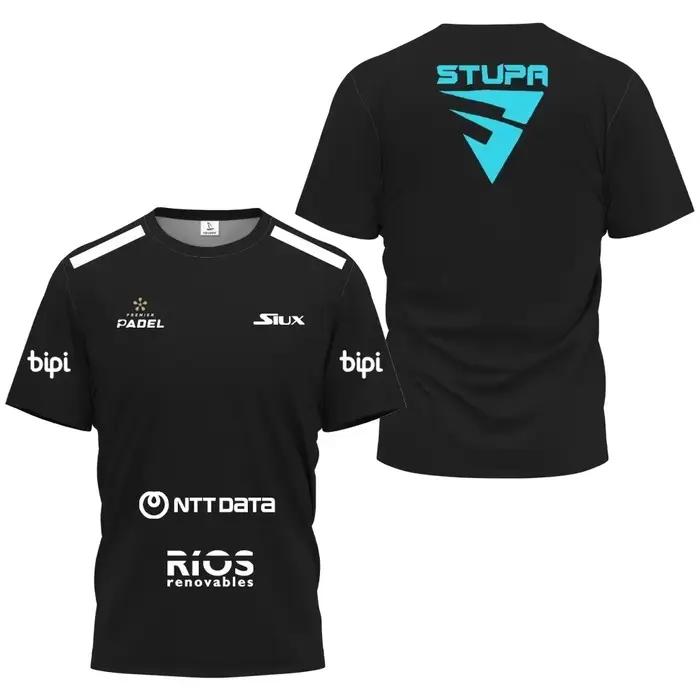 T-shirt de padel d'été pour hommes, polyester, séchage rapide, respirant, design moderne pour padel, tennis et activités sportives d'été