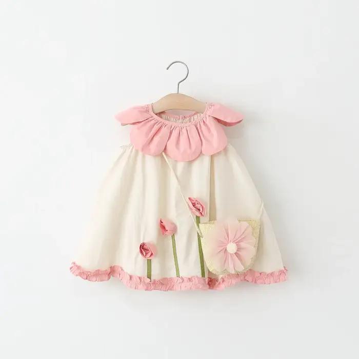 Ensemble de vêtements d'été pour filles, 2 pièces, coréen, mignon, col de poupée à fleurs, sans manc