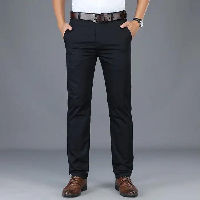 Pantalon droit décontracté en coton pour hommes