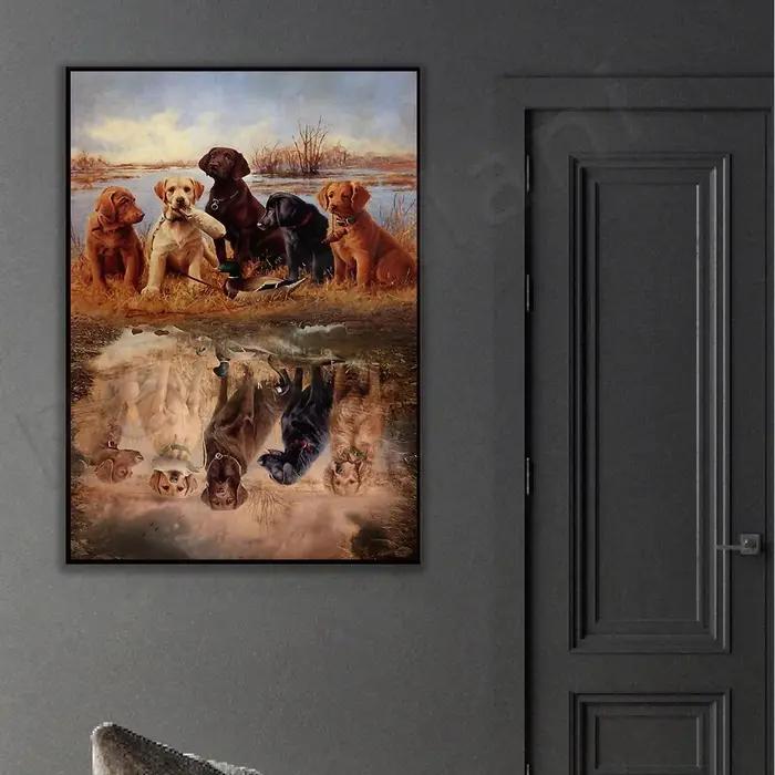 Affiche de chasse de chiens de canard et sauvagine impression sur toile européenne style cadre interne pour décoration maison occasions spéciales