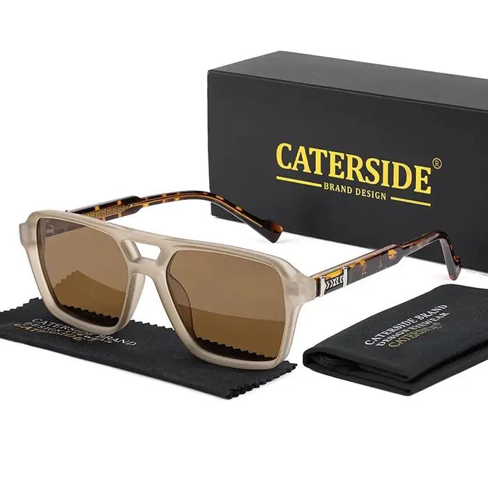 CATERSIDE mode Punk lunettes de soleil hommes cadre carré plat haut Double pont haute qualité