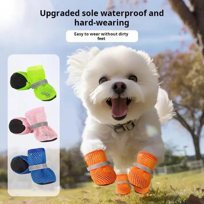 Chaussures antidérapantes pour chiens, 4 pièces, respirantes, résistantes à l'usure, bottes de protection adaptées aux animaux de petite et moyenne taille pour chiots.