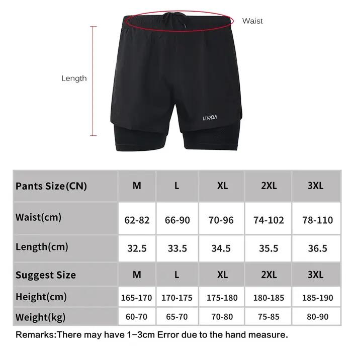 Lixada short de course 2 en 1 pour homme séchage rapide respirant entraînement actif exercice joggin