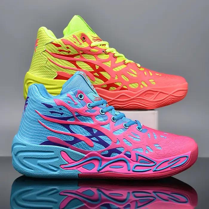 Chaussures de basket-ball pour hommes montantes souples et légères polyesters PVC confortables pour hommes occasions de sport et entraînement