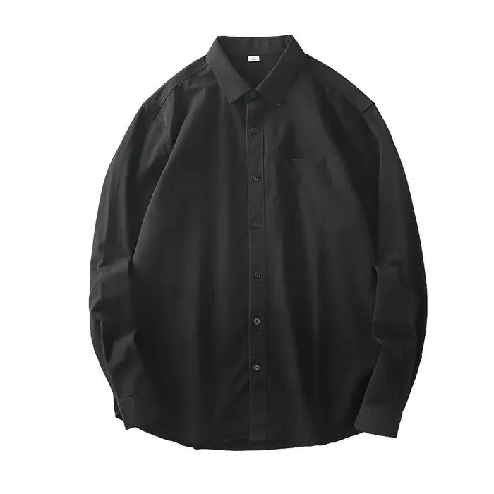 Dukeen chemise à manches longues hommes printemps et automne coton Senior sens de décontracté couleur unie blanc revers