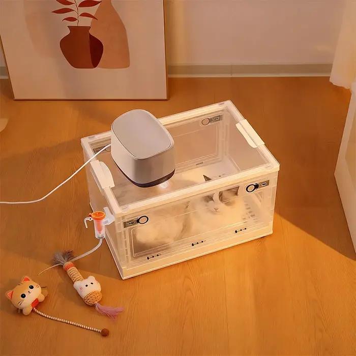 Fournitures de soins respiratoires pour animaux de compagnie nébuliseur pliable boîte à oxygène chambre respiratoire ventilée pour chats et chiens occasions spéciales