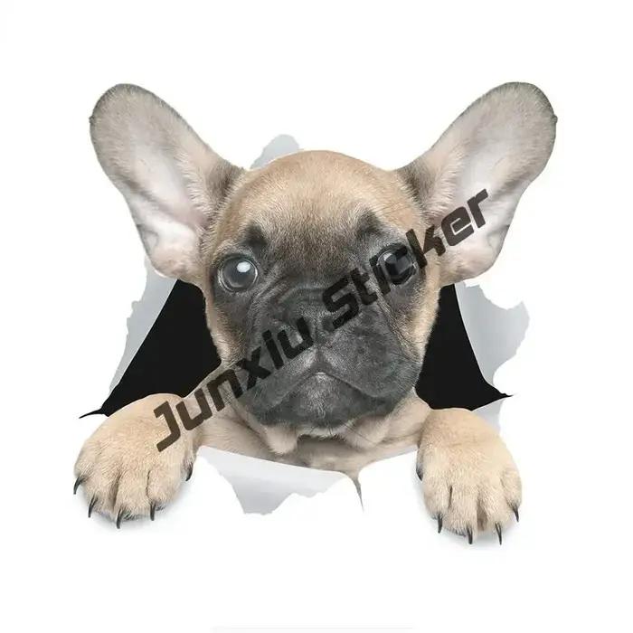Dessin animé bouledogue français chien de compagnie vinyle décalque animaux autocollants j'aime mon