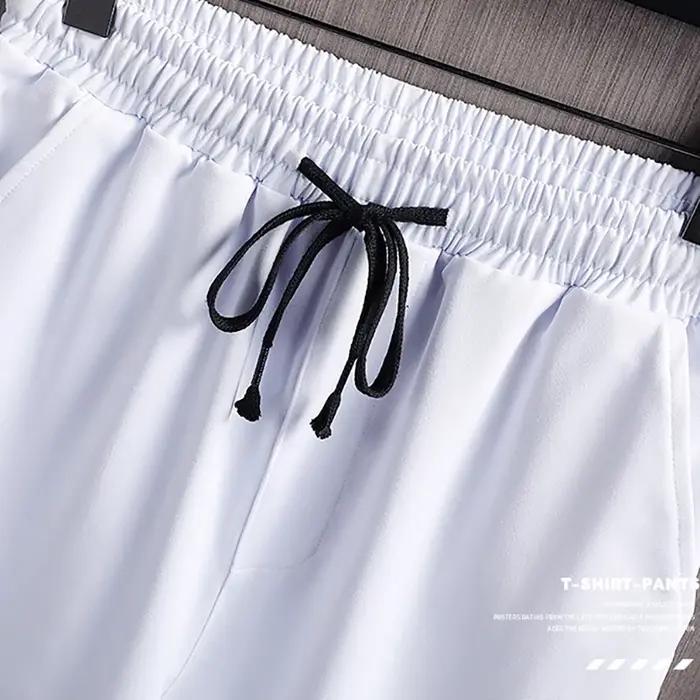 Costume de Sport décontracté en soie glacée pour hommes, sweat-shirt imprimé, pantalon de survêtemen