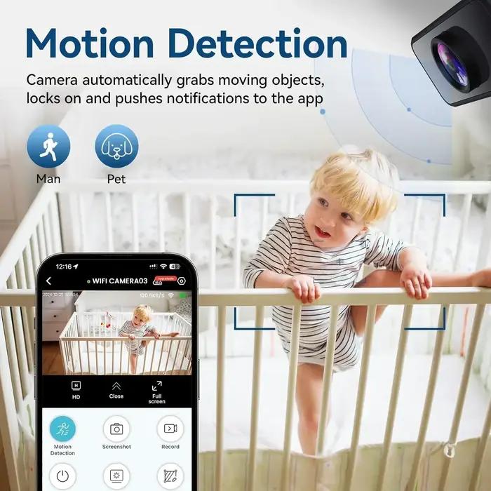 Nouvelle caméra de sécurité WiFi 4K sans fil, surveillance intérieure, détection de mouvement, vision à distance, protection de la maison, caméscope
