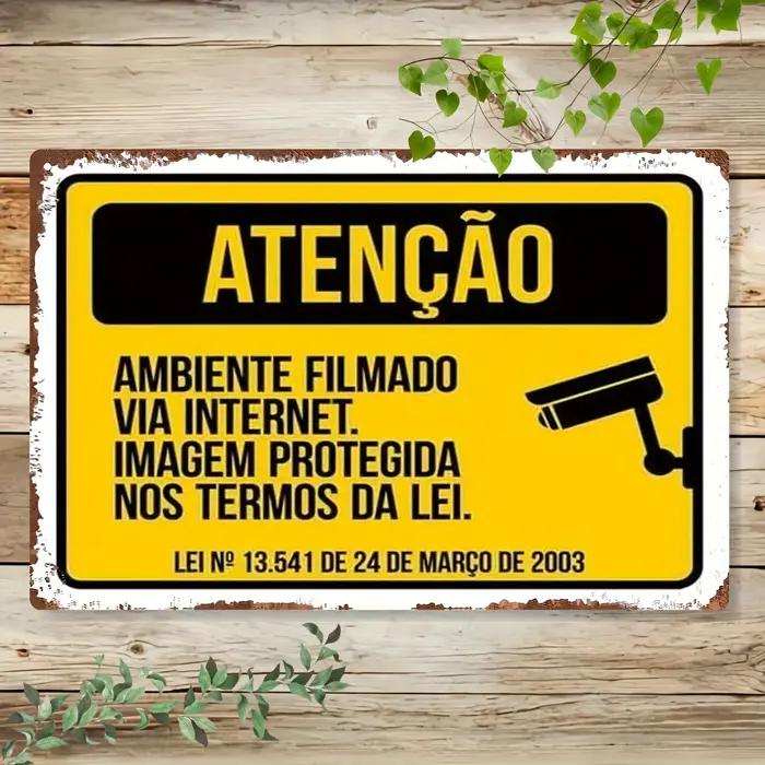 Panneau de sécurité Vintage-décoration de confidentialité portugais avec graphique de caméra