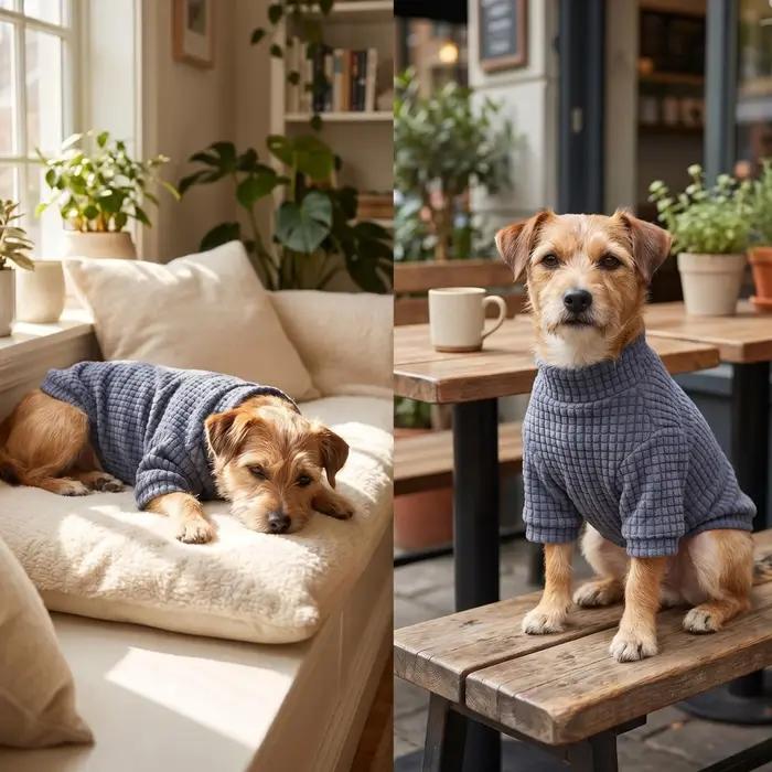 Pull en tricot gaufré bleu marine pour chien chaleureux et doux pour animaux de compagnie petite et moyenne taille bouledogue français occasions spéciales