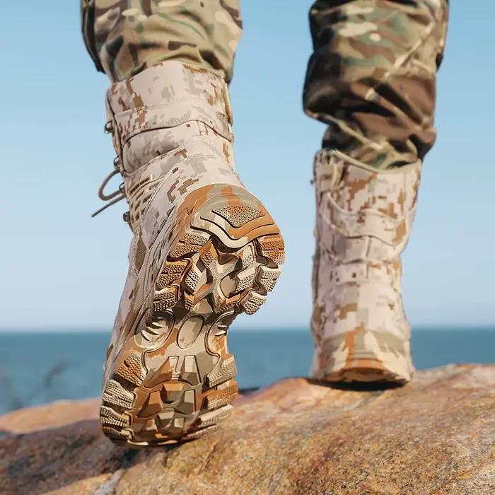 Bottes de randonnée hommes camouflage haute qualité pour chasse et randonnée trekking imperméables et antidérapantes