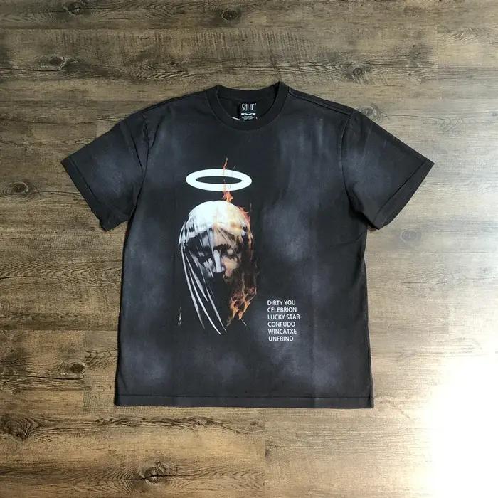T-Shirt Vintage Saint of Michael Mode Streetwear Pour Hommes Style Vieux Coupe Ample Four Seasons Décontracté
