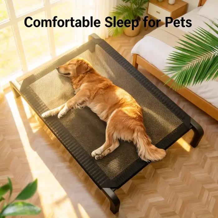 Lit pliable pour chien ombragé toutes saisons design militaire confortable pour grands et petits chiens camping occasionnels