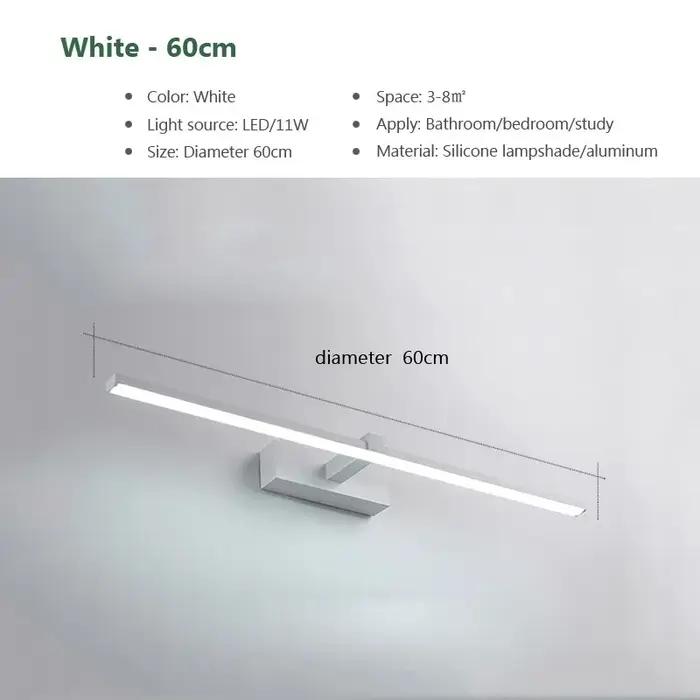 Led miroir lumières appliques salle de bain étanche blanc noir LED lampe plate moderne intérieur applique