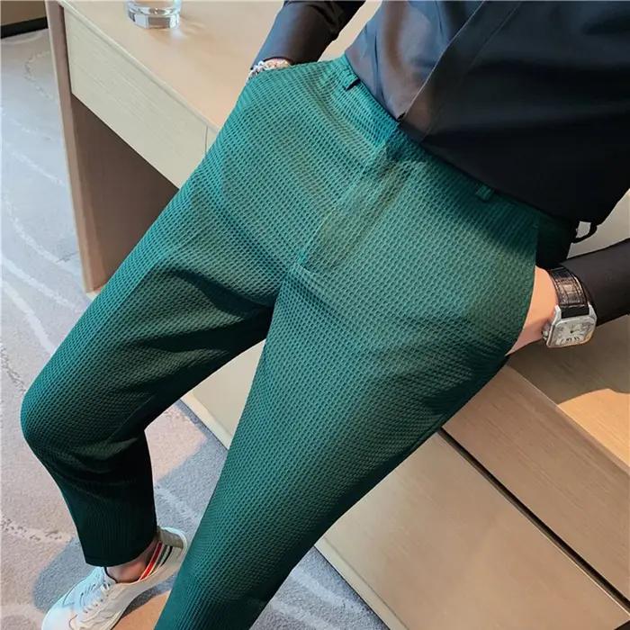 Pantalon formel élégant slim waist stretch business mariage soirée homme 2024