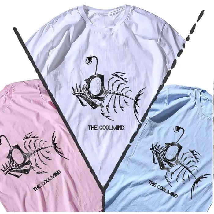 Bonefish crâne poisson de mer profonde squelette drôle pêcheur hommes T-Shirt coton col rond manches