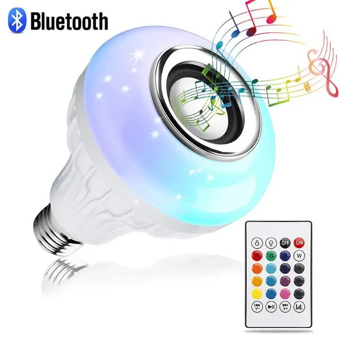 Ampoule LED E27 AC 85-265V 12W, avec haut-parleur Bluetooth, télécommande musicale, lampe RGB à coul