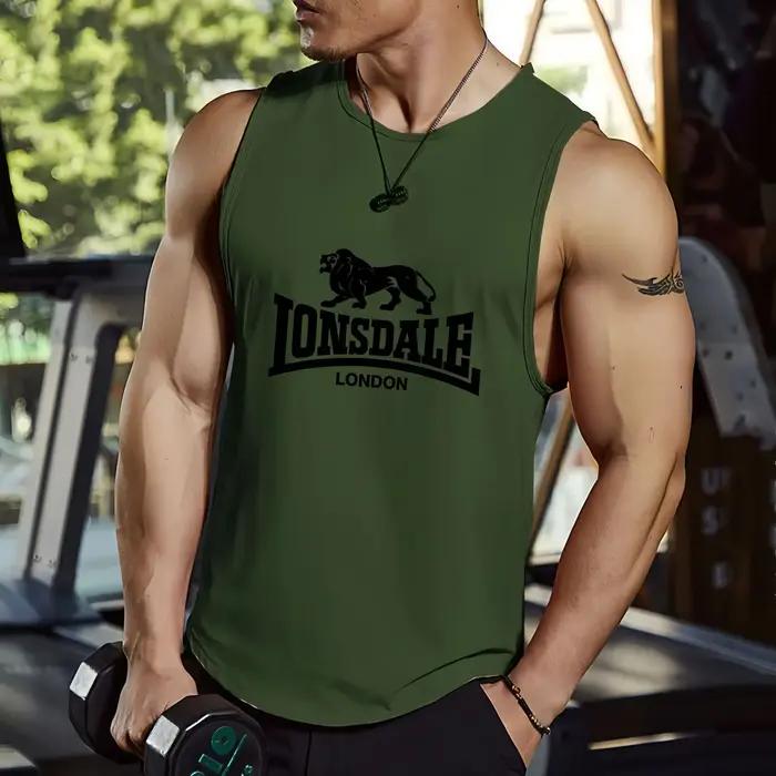 T-shirt et gilet imprimé en 3D Lion Lonsdale 2026 homme décontracté polyester pour streetwear et sports d'extérieur