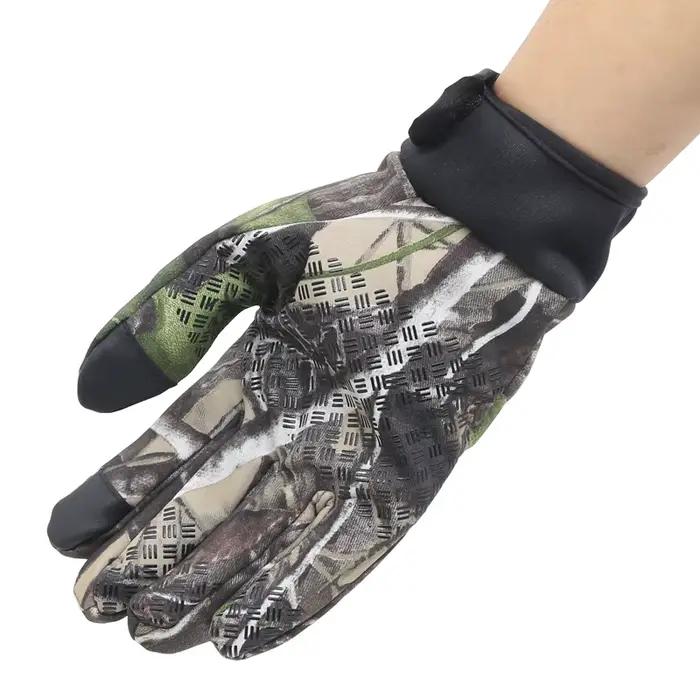 Gants de chasse homme vélo doigts entiers anti-dérapant tactiles polaire camouflage printemps automne
