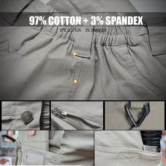 Pantalon cargo tactique homme 97% coton stretch multi-poches pour chasse combat SWAT randonnée camping style safari toutes saisons