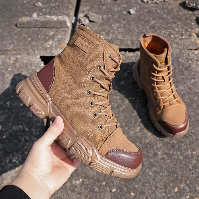 Bottes de sécurité robustes en synthétique avec bout en acier pour hommes, protection anti-crevaison, confort tout au long de la journée, parfaites pour le travail et les occasions spéciales