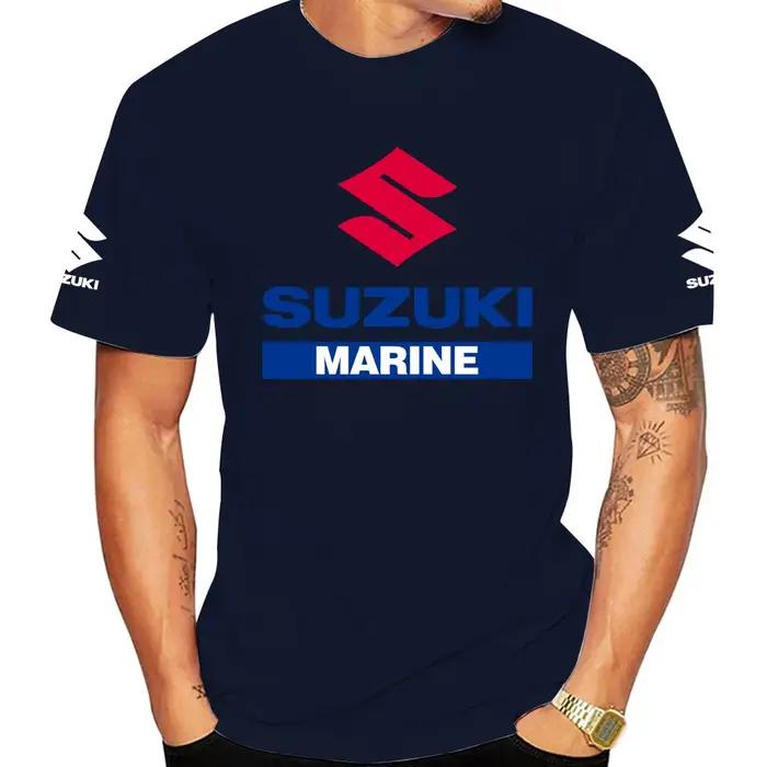 T-shirt à col rond en pur coton pour hommes Suzuki Outboards