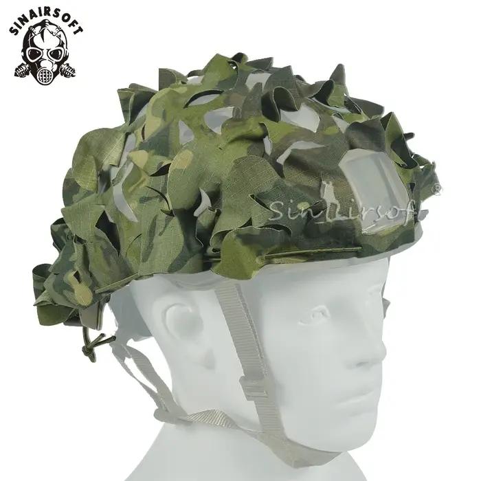 Filet de camouflage tactique 3D pour casque airsoft - Couverture casque nylon découpé laser chasse paintball