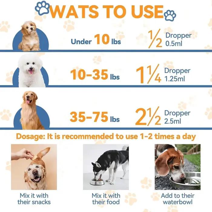 Compléments naturels de levure 60 ml pour chiens : Soulagement des démangeaisons