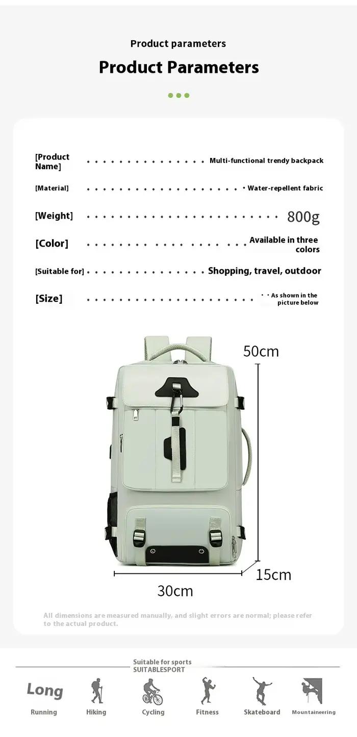 Sac à dos de voyage de loisirs de grande capacité, léger et résistant aux éclaboussures, sac à dos d