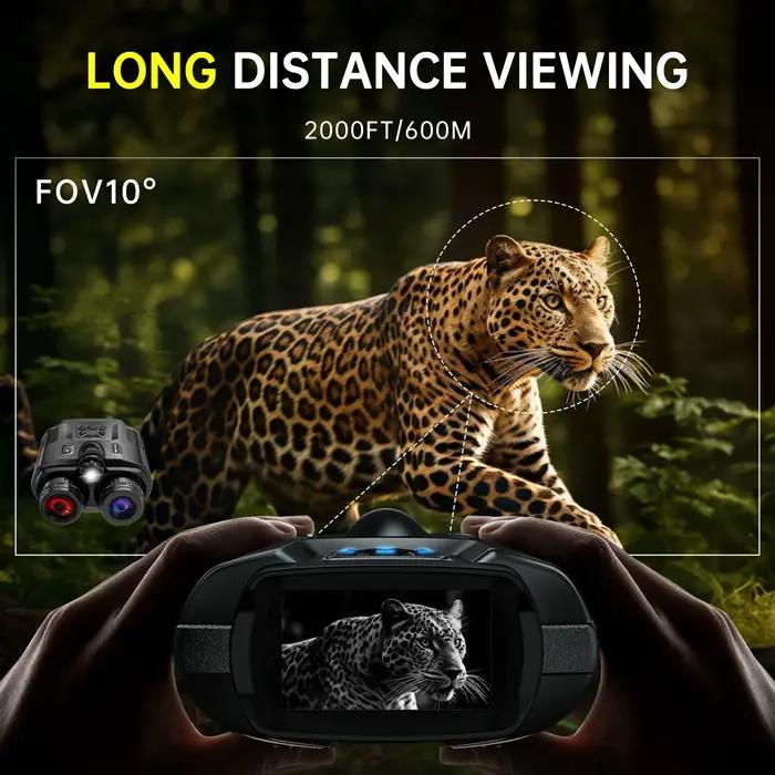 Jumelles vision nocturne 4K infrarouge rechargeable zoom 8x 600m pour chasse et surveillance